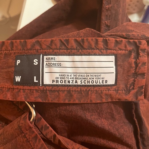 Proenza Schouler White Label Short-Sleeve Belted Snap-Front Shirt Dress in Red - Picture 8 of 10